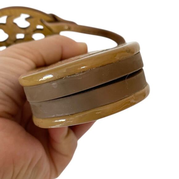 Tory Burch Miller Patent Leather Thong Sandals Flip Flops Beige Tan Size 10.5 - Picture 8 of 10